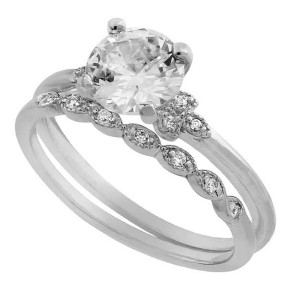 Elegant Silver Women's Ring Set Giani Bernini 2-Pc. Cubic Zirconia Wedding Set - Picture 1 of 3